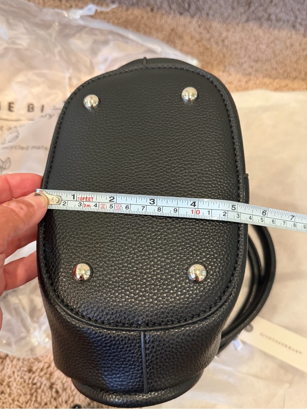 NWT new melie bianco Anthropologie tulip handle crossbody tote bag + Pouch black - Picture 8 of 15